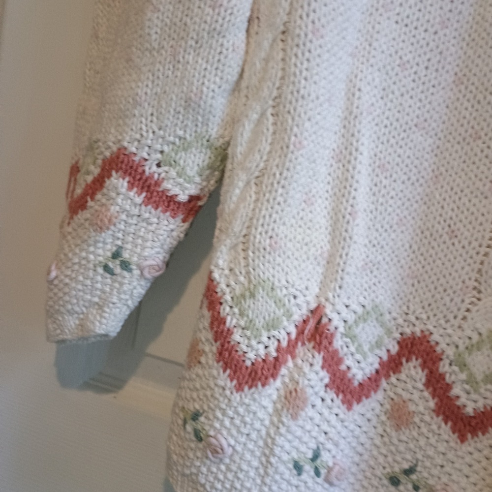 Vintage Jennifer Reed Cottagecore Grandpa Sweater Embroidered Chunky L Hong Kong - Picture 7 of 12